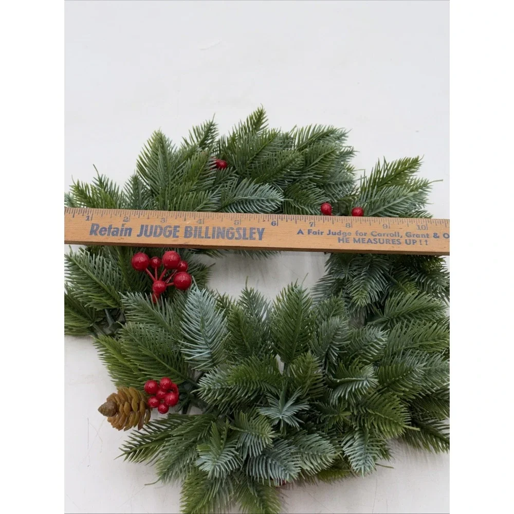 Vintage MCM Christmas WREATH Centerpuece Plastic Greens & Holly Berries